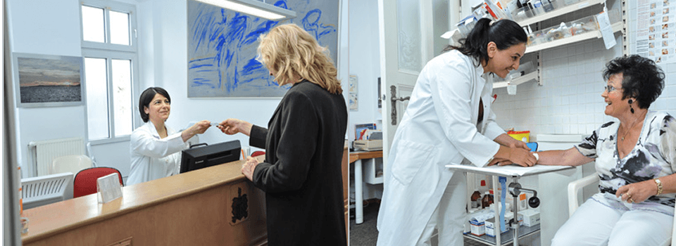 Empfang und Behandlung in der Hausarztpraxis Neukölln